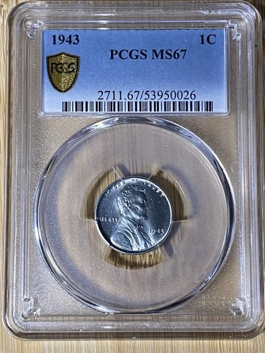 1943-P PCGS MS67 Steel Lincoln Wheat Cent Business Strike 1C