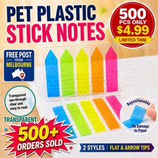 500 x Sticky Notes Plastic PET Bookmaker Page Maker Tabs Index Sticker Memo Pad
