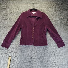 Dressbarn Jacket Womens Large Burgungy Red Corduroy Button-Down Read
