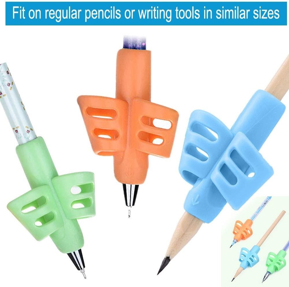 Soft Plastic Pencil Grips for Kids - 3 PCS Ergonomic Holders for Better Writing