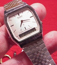 CASIO AQ-230A-7AMQY A/D QUARTZ SILVER DIAL STEEL WRISTWATCH NEW BATTERY RUNS