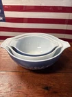 Pyrex Cinderella Colonial Mist 3 Bowl Set #442 #443 #444 ~Blue & White~