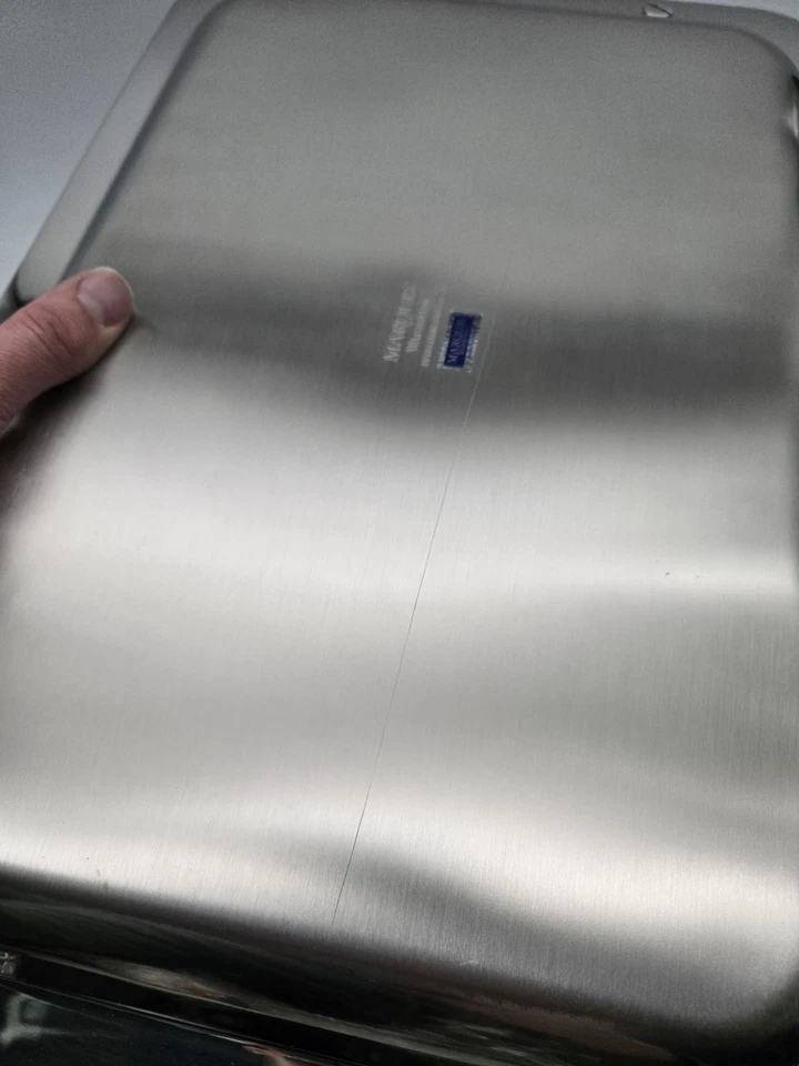 Винтажный сервировочный лоток Waterford Marquis 18/10 из нержавеющей стали с красной ручкой - Изображение 4 из 4