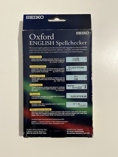 SEIKO ER1100 (Oxford English Spellchecker) Currency, Word Games, Calculator - Picture 2 of 7
