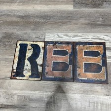  3 Vintage Metal 9.5 x 7 inch Metal Letters