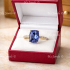 14k  Yellow gold Natural Diamond & Cushion shape AAA Tanzanite ring 5.00 ct — photo 8