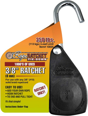 10026 Ratcheting Tie down Rope Hanger Pulley, 3/8 250Lb Weigh