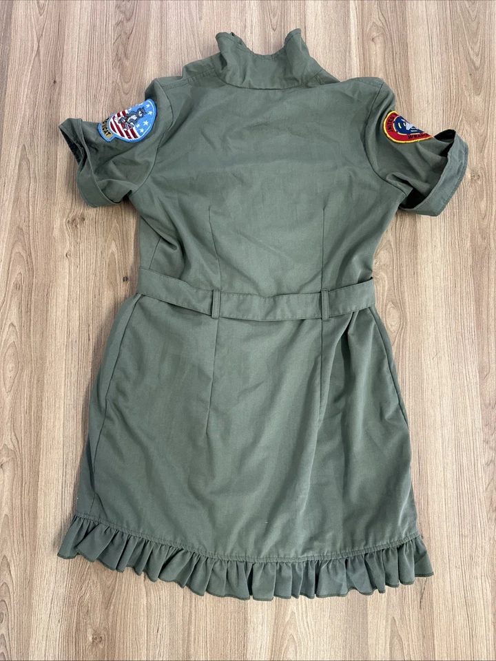 Fantasia feminina Top Gun vestido de Halloween Flight Maverick verde Tomcat tamanho grande - Imagem 3 de 4