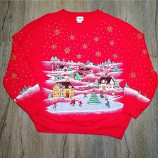 VTG Ugly Christmas Sweater Sweatshirt Womens Holiday Wonderland 80's 90's XL