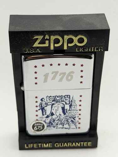 Vintage 1975 1776 Bicentennial High Polish Chrome Zippo Lighter New In Box B30 - Picture 1 of 6