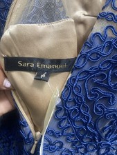 BHLDN Anthropology Sara Emanuel Formal Dress Blue Raised Cord Embroidery Size 14