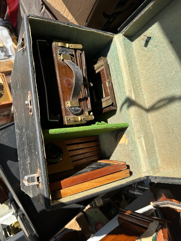 Antique Old vintage  Large AFGA  ANSO Camer w/ case  9 wooden  plates extra lens