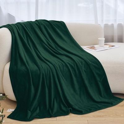 Forest Green Twin Size Flannel Fleece Blanket Warm Plush Cozy 60x80 Inch