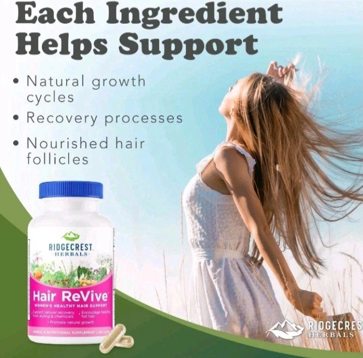 RidgeCrest Herbals Hair Revive, 120 Cápsulas Selladas EXP 06/2026 Foto 3 de 3