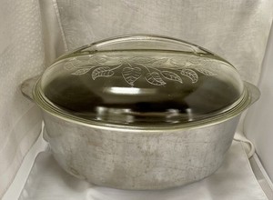 Vintage Household Institute 6 Quart Aluminum Roaster Dutch Oven With Glass Lid