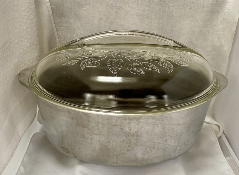 Vintage Household Institute 6 Quart Aluminum Roaster Dutch Oven With Glass Lid