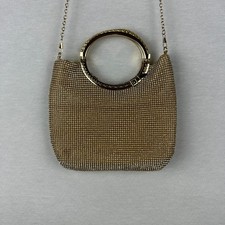 Sparkly Gold Rhinestone Evening Clutch Purse Metallic O-Ring Top Handle