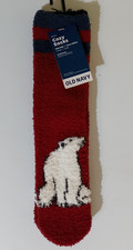 Old Navy cozy socks fuzzy red Polar Bear socks, one size, NWT