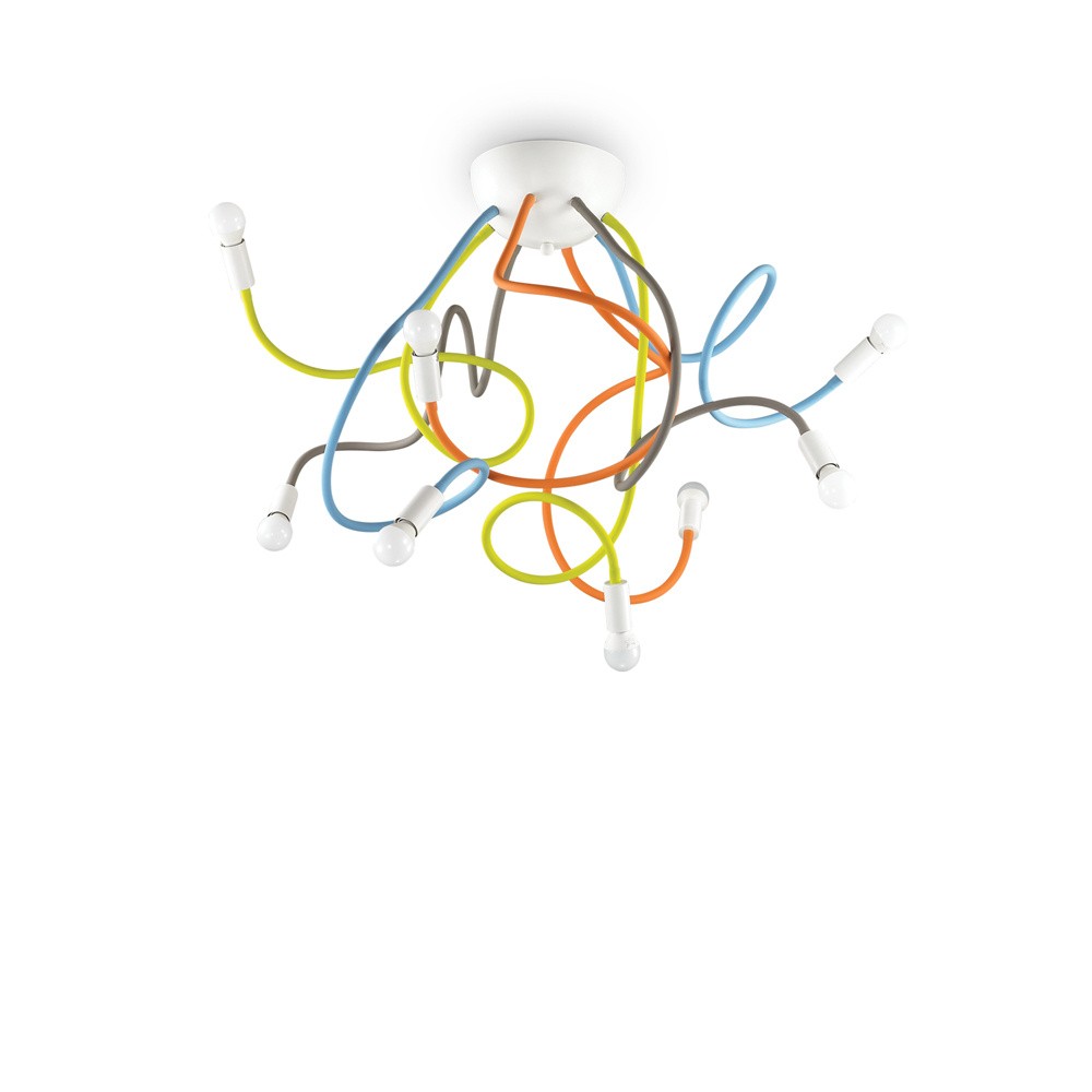 Plafoniera Moderna Multiflex Metallo Multicolor 8 Luci E14