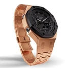 Casioak Mod Custom Metal Watch GA-2100 Rose Gold Black Bezel GA2100