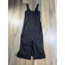 Universal Thread Denim Dress Womens 10 Black Zip Front Sleeveless Midi Paneled
