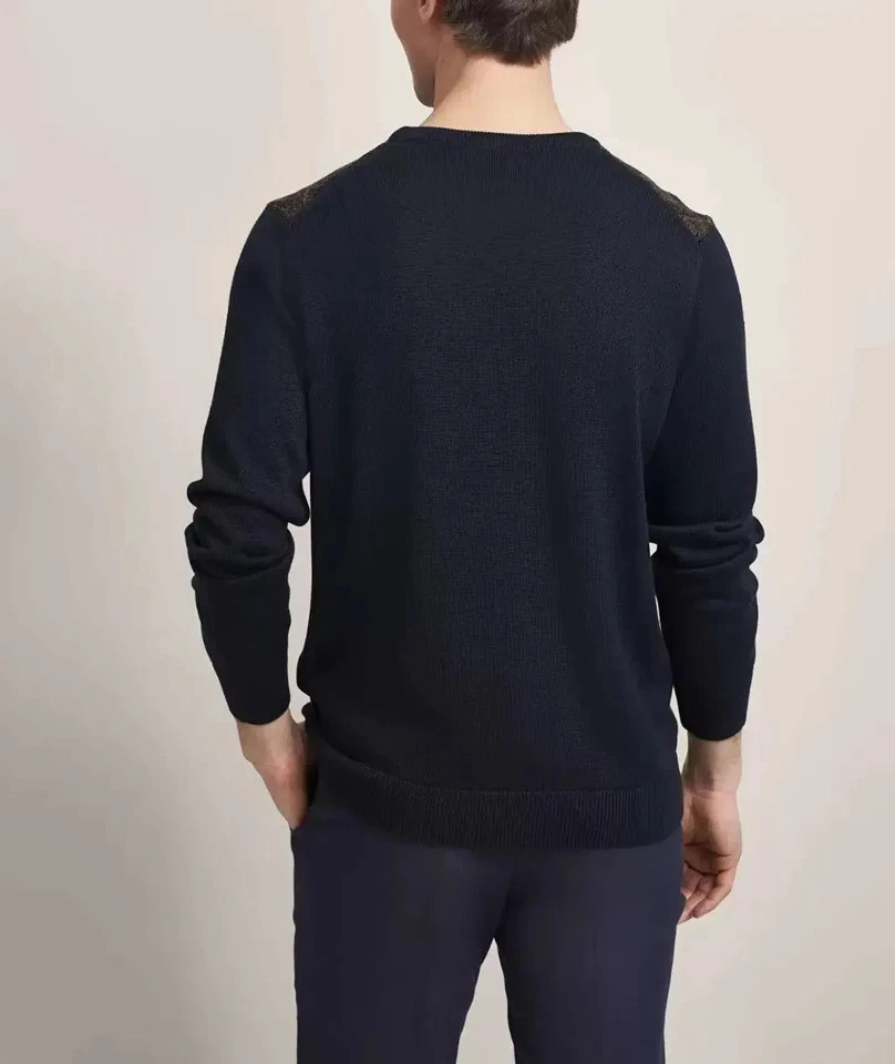 Maglione maglia pullover rombi BUGATTI uomo 7400 65530B 70 blu marrone - Immagine 4 di 4