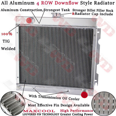 4 Row Aluminum Radiator For 1970-1972 Dodge Dart Plymouth Duster Valiant 5.2L AT