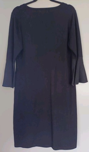 CALVIN KLEIN STUNNING BLACK FINE KNIT DRESS WITH BELL SLEEVES SIZE L. AS NEW - Picture 5 of 11