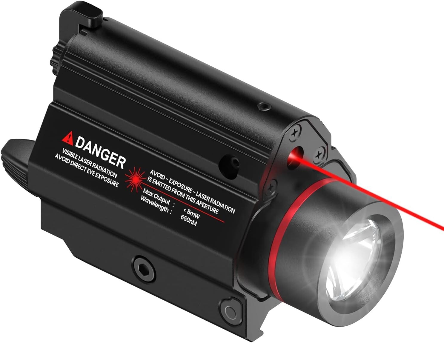 1000 Lumen Weapon Flashlight w/ Picatinny Rail Mount for Pistol Rifle Red Laser