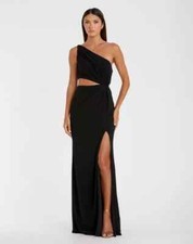MAC DUGGAL 67937 Black One Should Cut Out Jersey Gown Sz 4 NWT