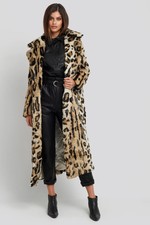 Women Na-kd Long Fur Coat Animal Print