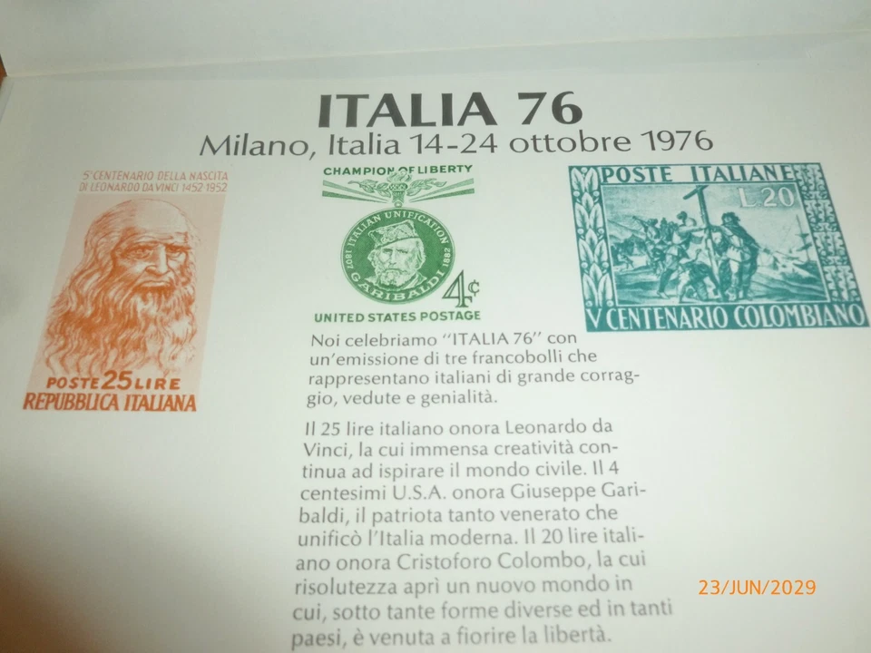 Italy 1976 Italia 4c Postage Sheet - Image 2 of 3
