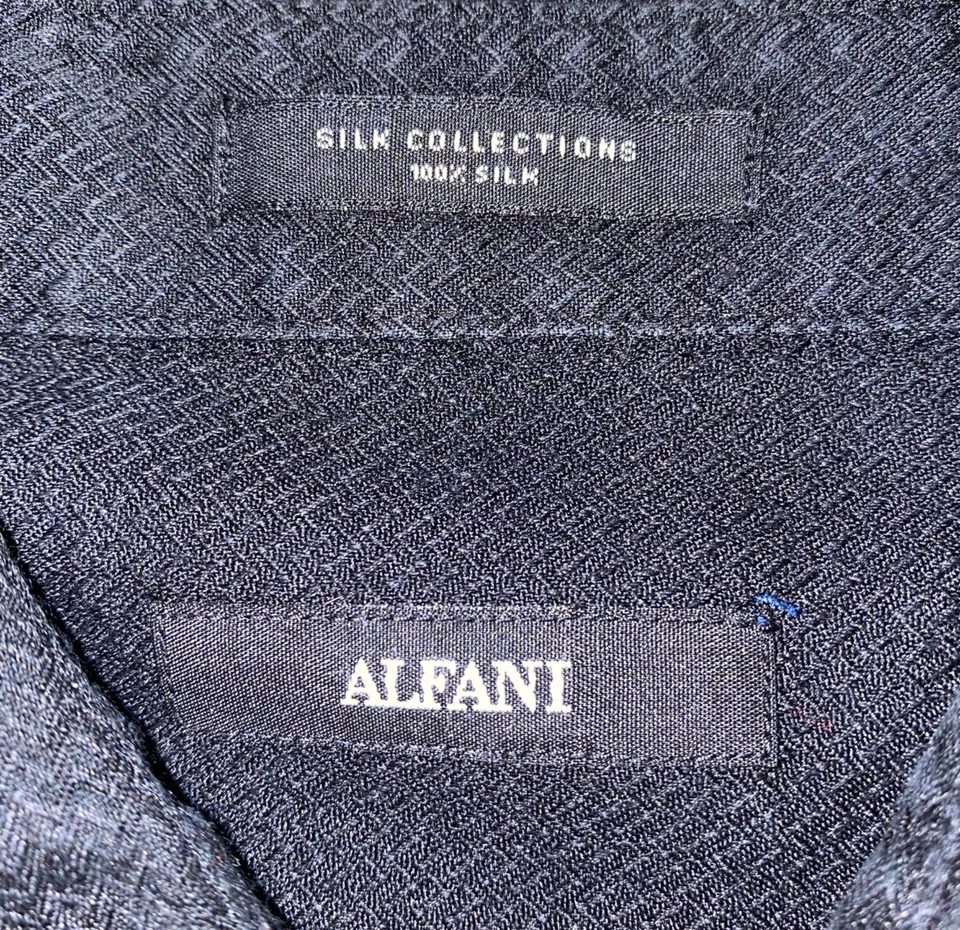 Alfani Black Silk Long-Sleeve Button-Down Shirt For Men Size 16 1/2 34/35 - Image 3 of 4