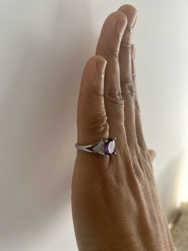 Silver Plating Purple Stone Ring Size 7 Lumination Ring And Earrings - Picture 2 of 8