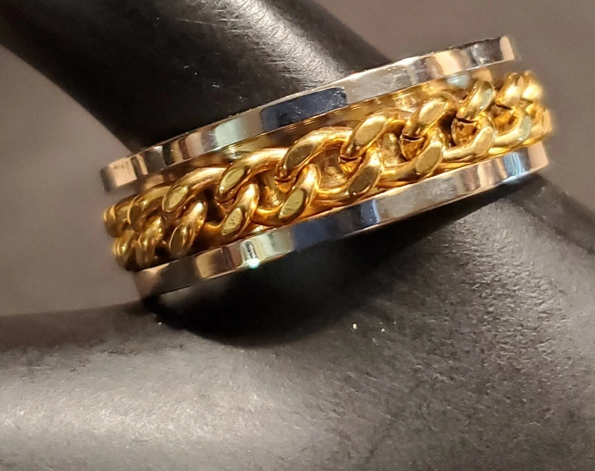 Ring with chain in middle deals