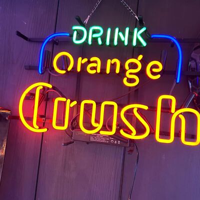 Drink Orange Crush Cocktails Juice 20''x16'' Neon Light Sign Lamp Bar Real Glass
