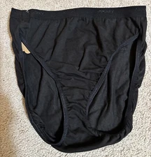 Vintage Jockey Logo Waistband hi-cut Briefs Black size 6 cotton NWOT