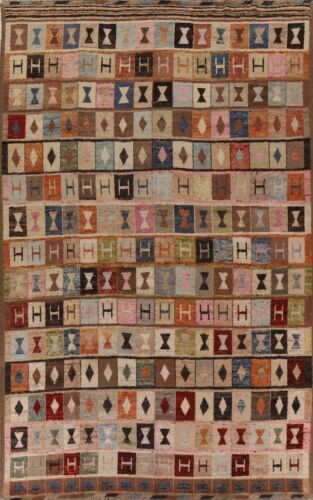 Karierter marokkanischer großer Teppich 10x13 handgefertigter moderner Wollteppich - Bild 1 von 12