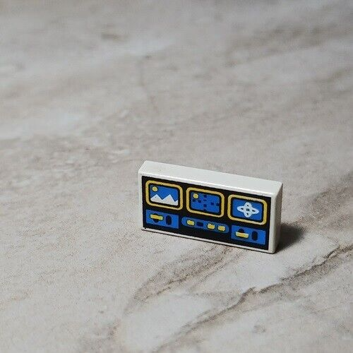 LEGO Control Panel Room Blue Print 1x2 Nuclear Mountains Sunshine