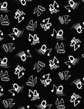 3 Yards Quilt Cotton Fabric - Dear Stella See You Later Excavator Toss Black