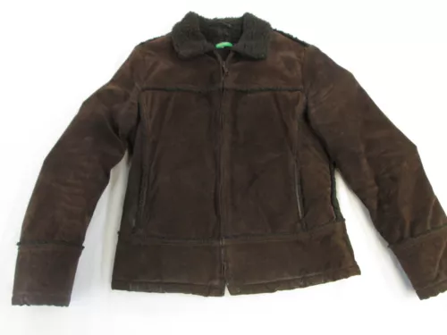 vintage 90's benetton Brown suede rancher western hippy boho jacket sz Sm Unisex