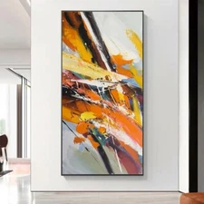 Pure Hand painted Oil Painting Orange Modern Abstract Corridor Decoration