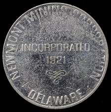 Newmont Mining Corporation Incorporated 1921 Delaware Medal Nickel 31mm