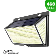 468 LED Waterproof Solar Power PIR Motion Sensor Wall Light Garden Lamp 3 Modes