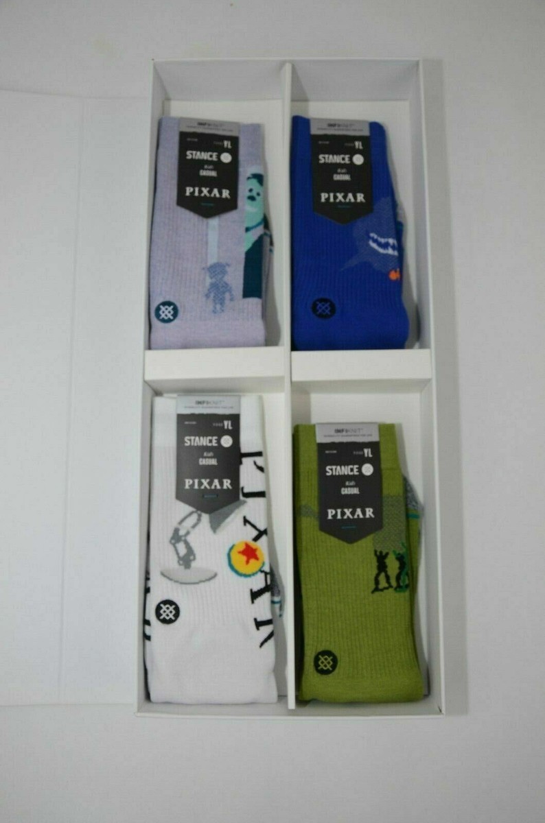 Stance Disney Pixar 4 Crew Socks Box Set Youth Size Large (Men 2