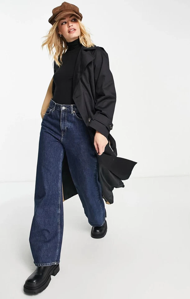 ASOS DESIGN Womens Half And Half Trench Coat In Black And Stone RRP £70 - Image 4 of 4