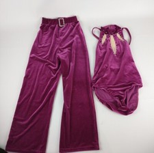 Art Stone Dance Recital Costume Hot Pink Pants  Leotard Velour Vintage