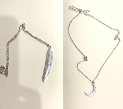 Womens necklaces with pendants     Feather ... Star & Moon... Lot of 2