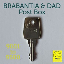 BRABANTIA / Dad Post Box 9000 Series Mail Box Key Cut To Code 9001 - 9500 