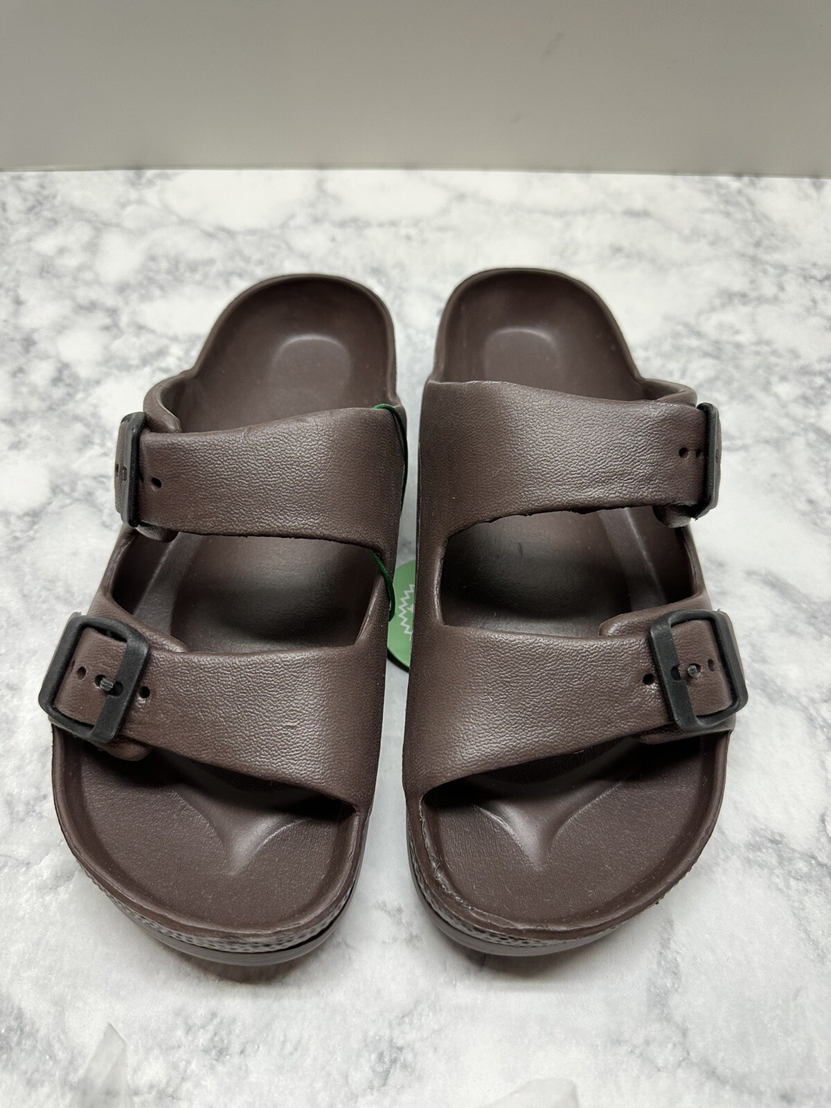 New Funky Monkey Comfort Slides Double Buckle Adjustable Brown Sandals Size  7 | eBay